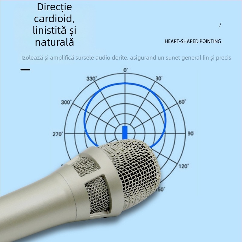105 microfon condensator cu placă de sunet externă pentru streaming live și karaoke - pentru PC și mobil - captare cardioid, 100 Hz - 20 kHz, SNR ≥70 dB, Mono