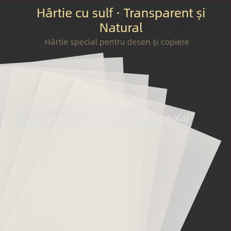 Hârtie cu acid sulfuric pentru trasare, 53 g, 50% opacitate, ambalaj impermeabil, personalizabil, pentru desen manual și ambalare premium