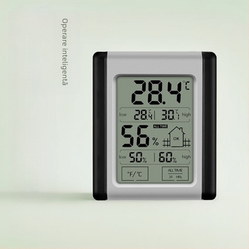 Termometru electronic higrometru cu buton tactil — pentru uz interior, baterie CR2032