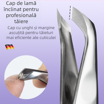 Senten Clește pentru cuticule, stil rus, din oțel inoxidabil, lamă în unghi, îngrijire profesională a unghiilor, îndepărtare a pielițelor