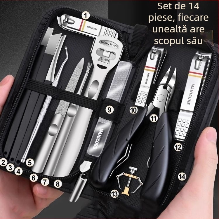 Set pedicure cu clește pentru unghii și foarfecă – portabil, model pentru uz casnic, oțel inoxidabil
