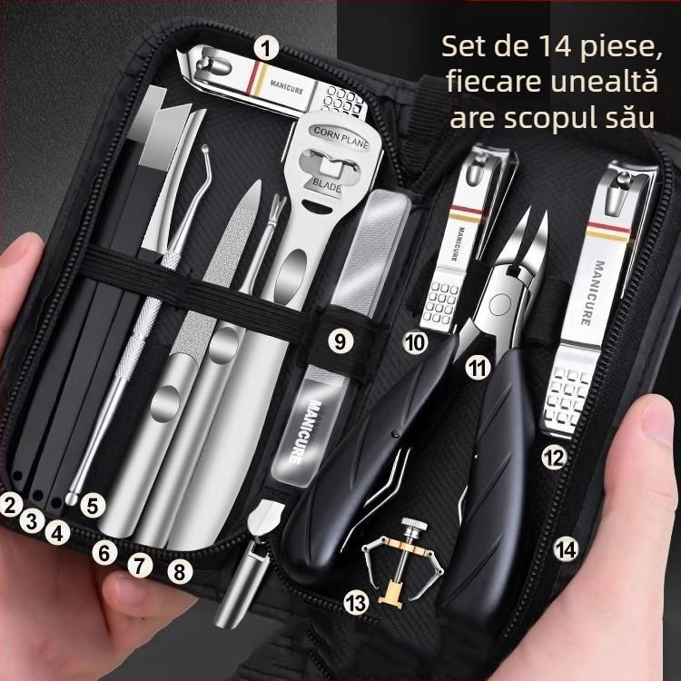 Set pedicure cu clește pentru unghii și foarfecă – portabil, model pentru uz casnic, oțel inoxidabil