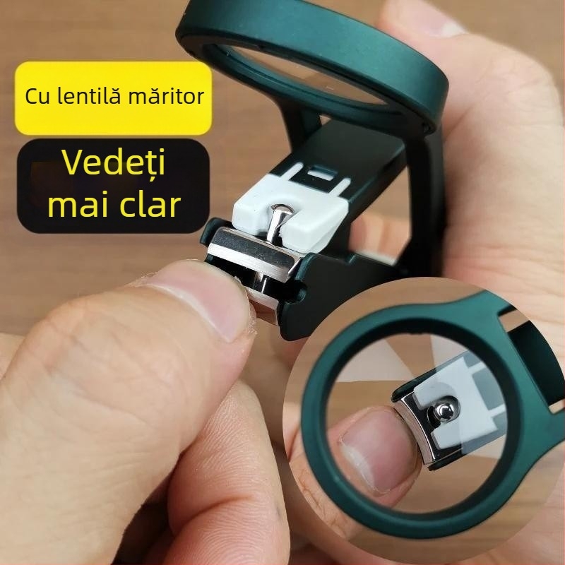 Clește de unghii cu lupă, design anti-stropire, plastic și oțel inoxidabil, pentru 6+ ani, uz casnic