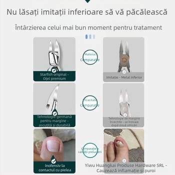 Set de unelte pentru pedicură din oțel inoxidabil: clești pentru caneluri ale unghiilor, clești oblici și pensete multifuncționale