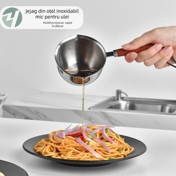 Oală pentru turnarea uleiului, din oțel inoxidabil 304, fund triplu, adânime 4,2 cm, modelul 009
