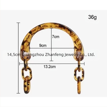 Junfeng mâner de geantă din plastic, cu lanț în formă de U și mâner din acrilic, design monocrom, reducere a încărcăturii, accesorii pentru bagaje, Primăvara 2024