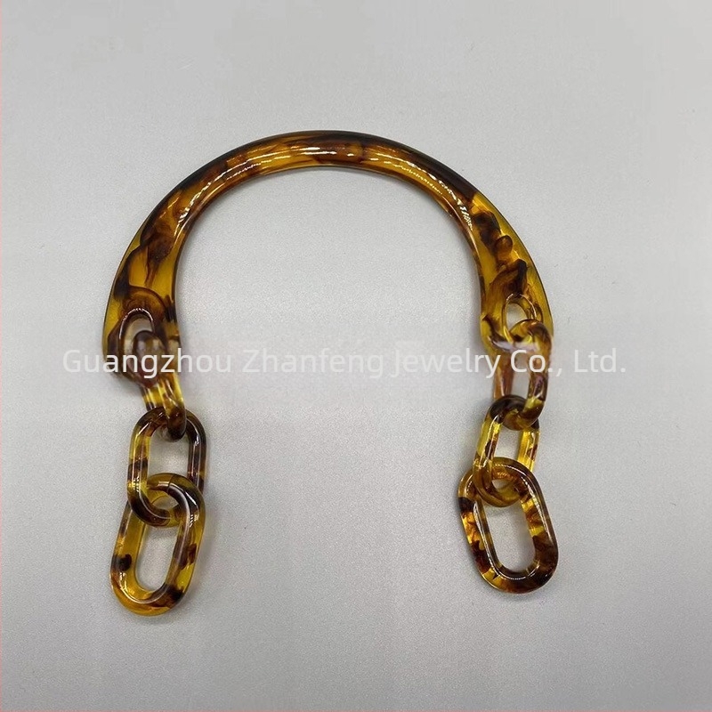 Junfeng mâner de geantă din plastic, cu lanț în formă de U și mâner din acrilic, design monocrom, reducere a încărcăturii, accesorii pentru bagaje, Primăvara 2024