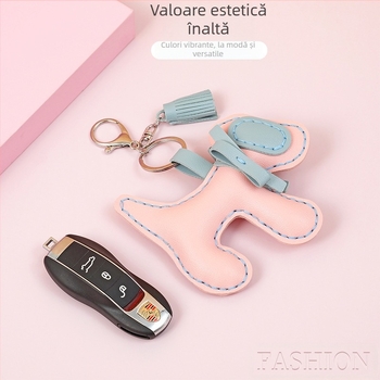 Pandantiv pentru câine din piele PU, breloc pentru geantă, cusut manual, stil Lovable wind, cadou potrivit