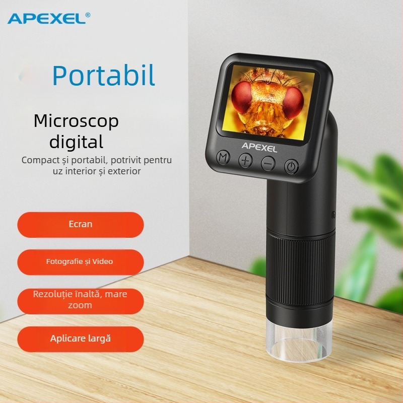 APEXEL microscop digital, mărire 800x, imagine de înaltă definiție, pentru observații biologice și evaluarea bijuteriilor, destinat educației și cercetării