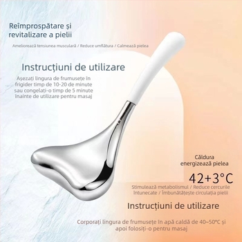 Bilă de masaj facial din oțel inoxidabil și lingură de gheață – instrument de înfrumusețare, manual, pentru acasă și salon
