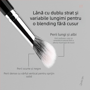 Pensulă de machiaj pentru blush și corector, cap înclinat, peri naturali de păr animal, mâner din lemn, 1 bucată