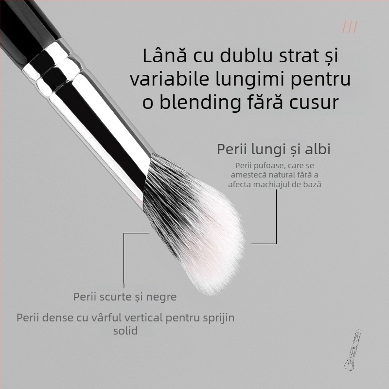 Pensulă de machiaj pentru blush și corector, cap înclinat, peri naturali de păr animal, mâner din lemn, 1 bucată