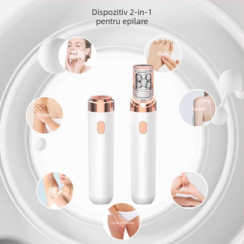 Dispozitiv electric de epilat pentru corp, pentru întregul corp, cu două lame, alimentare USB, motor DC