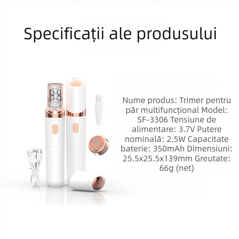 Dispozitiv electric de epilat pentru corp, pentru întregul corp, cu două lame, alimentare USB, motor DC