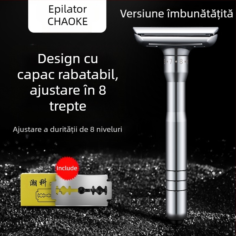 Aparat de ras manual Tide, lame din oțel inoxidabil, margine dublă, reglaj în 8 trepte, pachet cu 5 lame