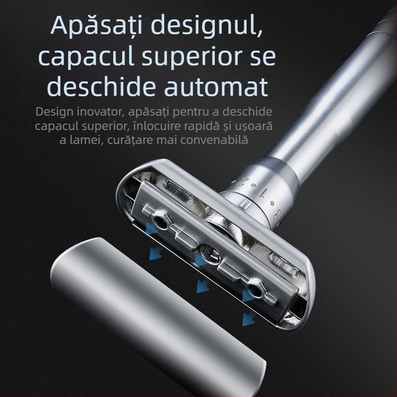 Aparat de ras manual Tide, lame din oțel inoxidabil, margine dublă, reglaj în 8 trepte, pachet cu 5 lame