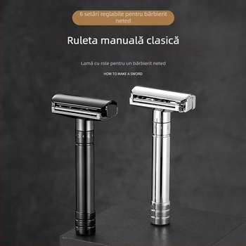 Chaoke aparat de ras manual pentru bărbați — anti-zgâriere, stil retro, lamă cu două fețe