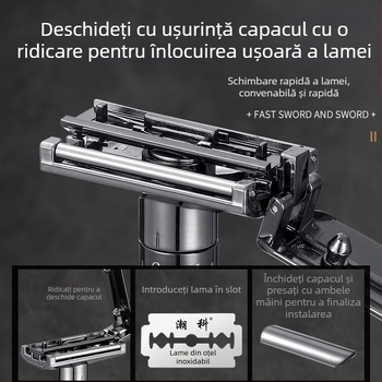 Chaoke aparat de ras manual pentru bărbați — anti-zgâriere, stil retro, lamă cu două fețe