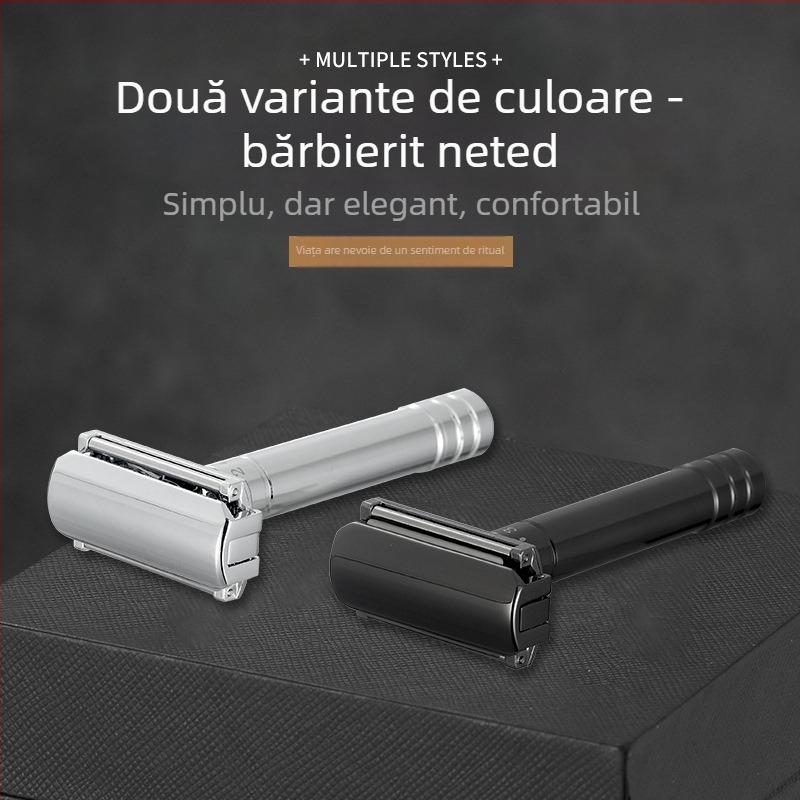 Chaoke aparat de ras manual pentru bărbați — anti-zgâriere, stil retro, lamă cu două fețe