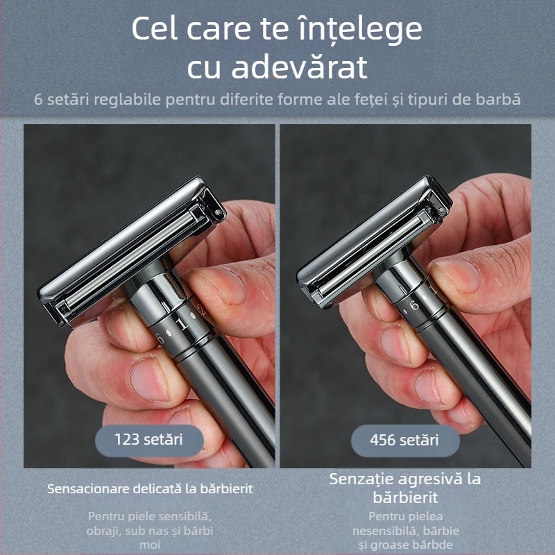 Chaoke aparat de ras manual pentru bărbați — anti-zgâriere, stil retro, lamă cu două fețe