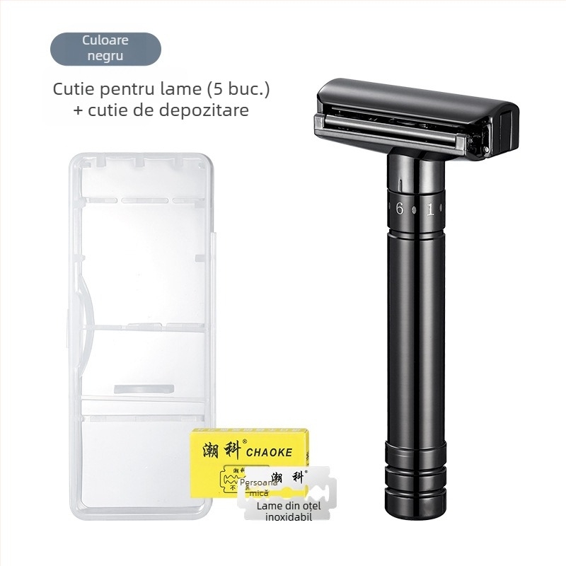 Chaoke aparat de ras manual pentru bărbați — anti-zgâriere, stil retro, lamă cu două fețe