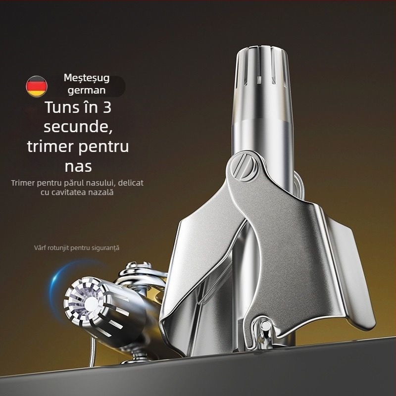 Trimmer pentru nas – oțel inoxidabil, manual, complet lavabil, fără baterie