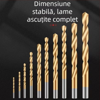 Set de 230 burghie cu acoperire titan, cu ax drept, pentru prelucrarea lemnului, în cutie din plastic