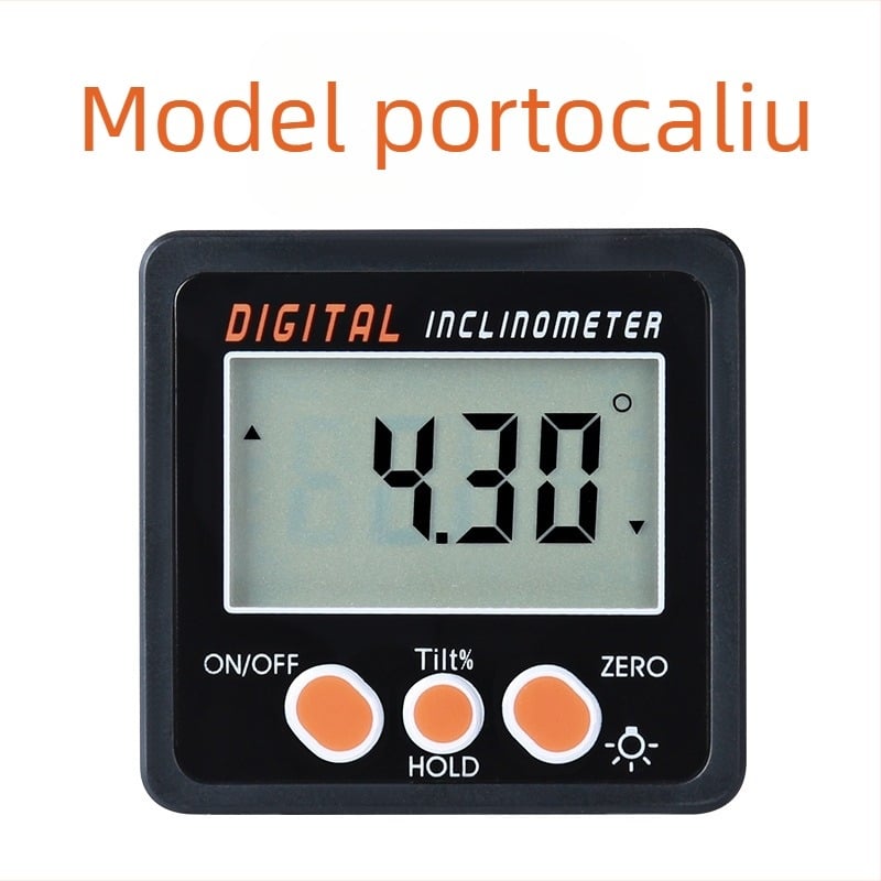Inclinometru digital mini cu bază magnetică, interval 4×90°, precizie înaltă