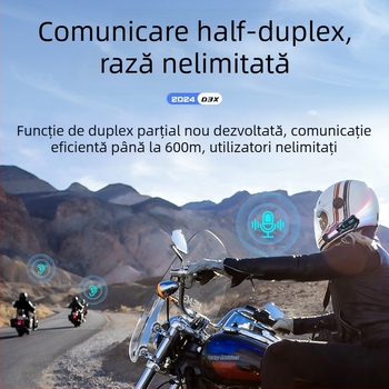 Set de headset Bluetooth pentru cască cu intercom, stereo, rezistent la apă • Bluetooth 5.3 • Distanță până la 15 m • 8+ ore baterie