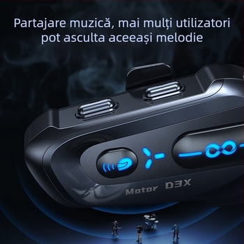 Set de headset Bluetooth pentru cască cu intercom, stereo, rezistent la apă • Bluetooth 5.3 • Distanță până la 15 m • 8+ ore baterie
