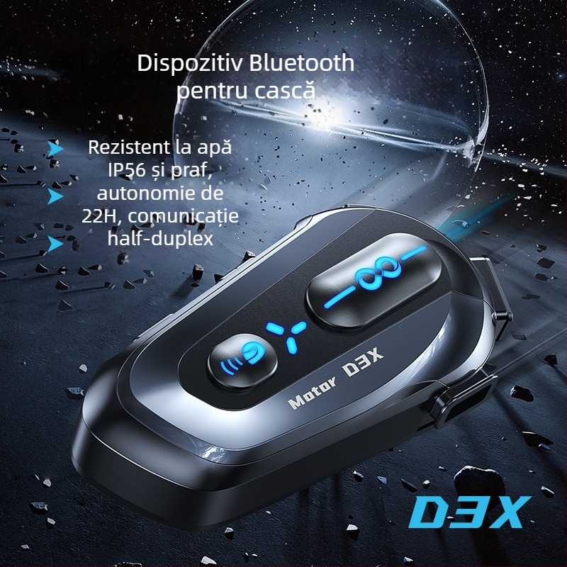 Set de headset Bluetooth pentru cască cu intercom, stereo, rezistent la apă • Bluetooth 5.3 • Distanță până la 15 m • 8+ ore baterie