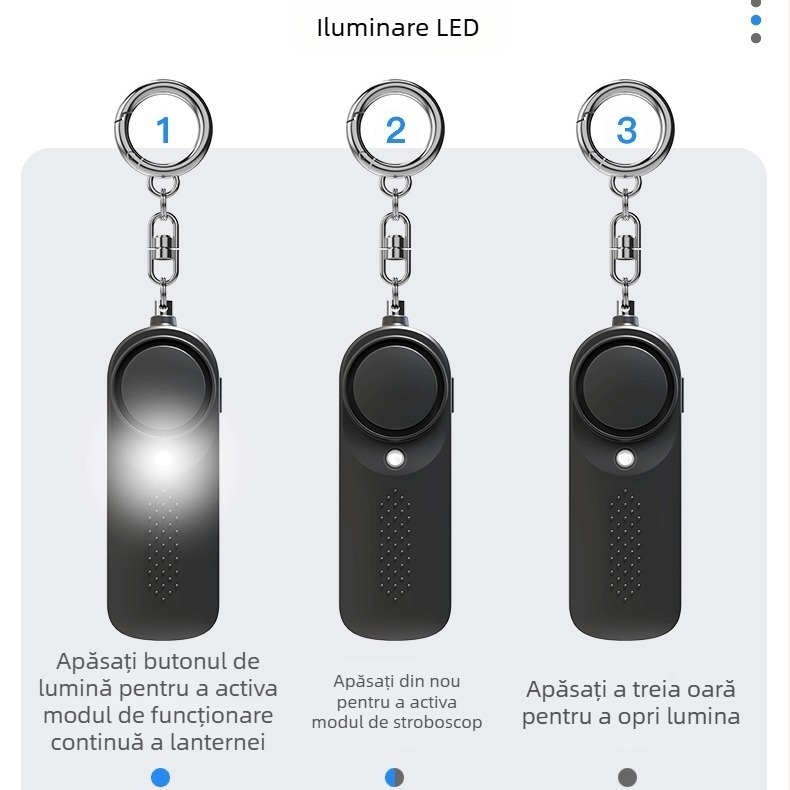Alarmă personală anti-lup RA200, 130 dB, LED, 3V, ≤80 mA