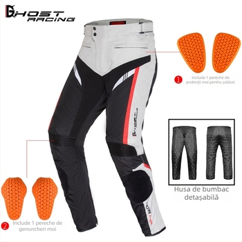 Pantaloni pentru motocicletă – antivânt, material Oxford, iarnă, unisex, Ghost Racing