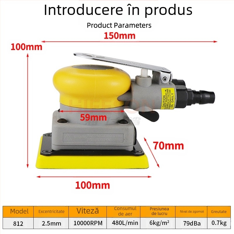 Sea Flying Shark 812S șlefuitor pneumatic dreptunghiular, șlefuitor cu vibrații, cu clips