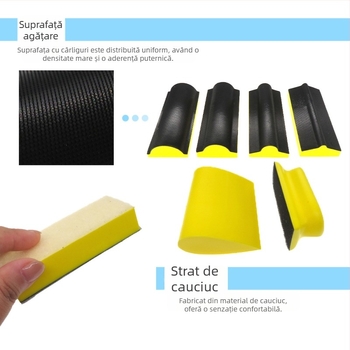 Disc de șlefuit manual cu Velcro, set de 16 bucăți, forme mixte, burete PU, abraziv șmirghel