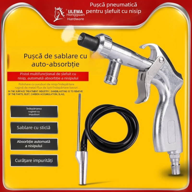 Pistol de sablat cu aer, unitate compactă de sablat, autoamorsare, presiune înaltă, renovare și eliminarea ruginii și a impurităților