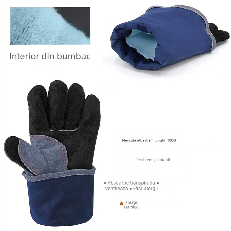 Ornon mănuși de sudură, piele de vițel cu două straturi, izolate, pentru sudură electrică și utilizare în grădină/exterioară la grătar