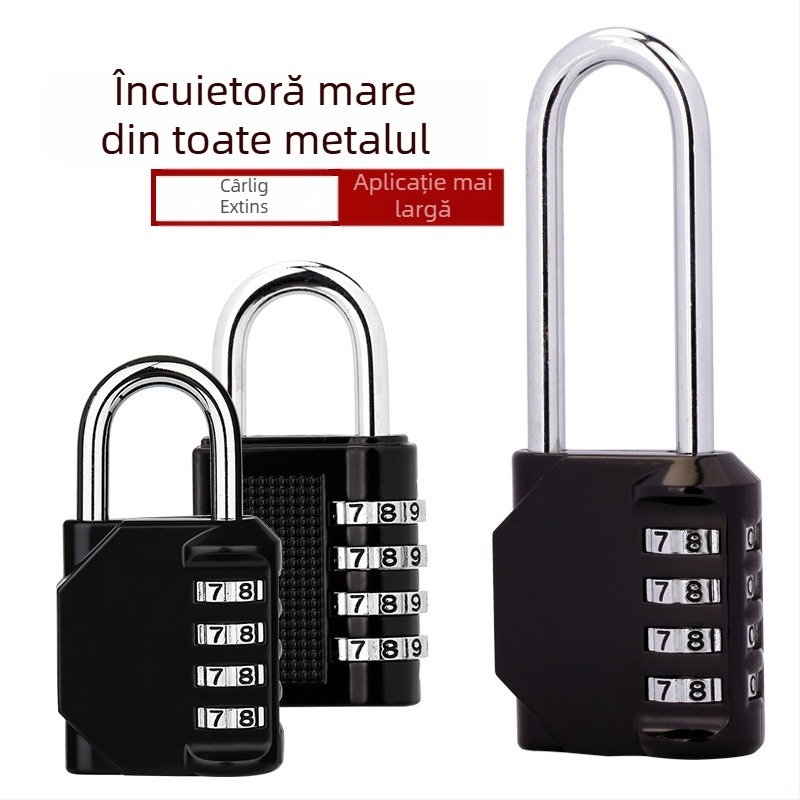 Lacăt mecanic cu combinație de 4 cifre NF-22, tijă lungă, pentru dulapuri de vestiar și uși – aliaj de zinc