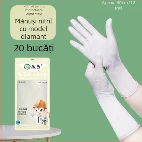 Dong Tao 8700 mănuși nitril de unică folosință, rezistente la acizi și baze, antiderapante, impermeabile, cu lungime extinsă