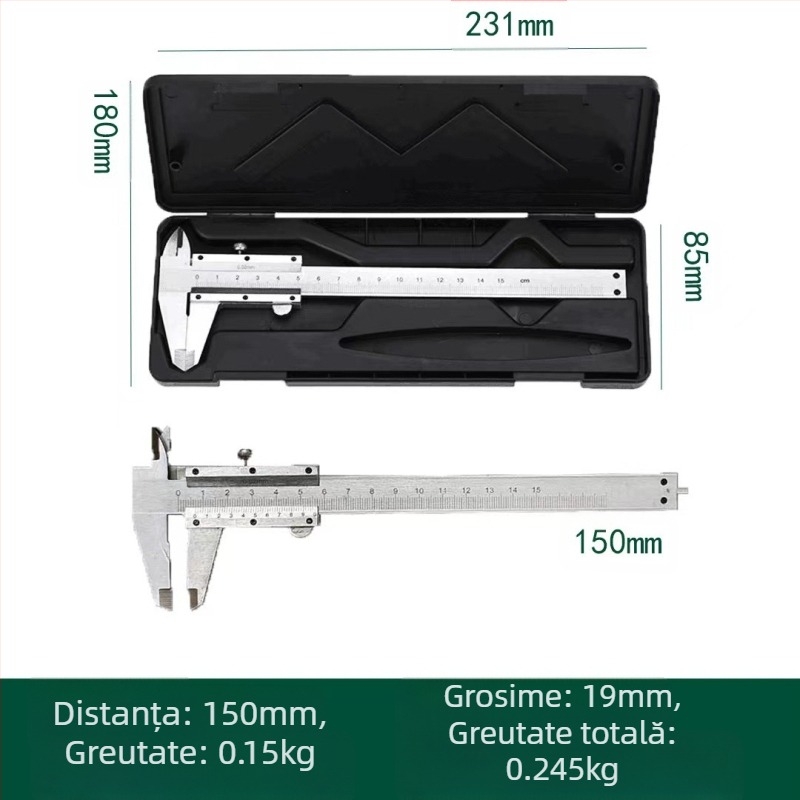 Caliper digital din oțel inoxidabil, 0-150 mm, măsurare înălțime și adâncime, calitate industrială