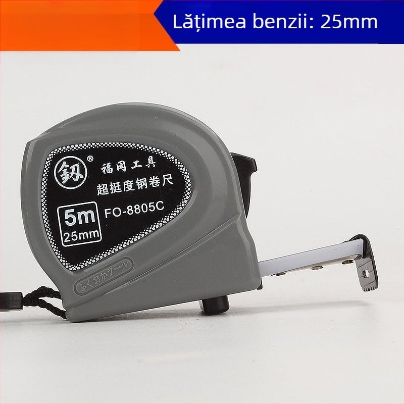 Bandă metrică din oțel, 5 m lungime, lățime bandă 23 mm, carcasă ABS, precizie generală