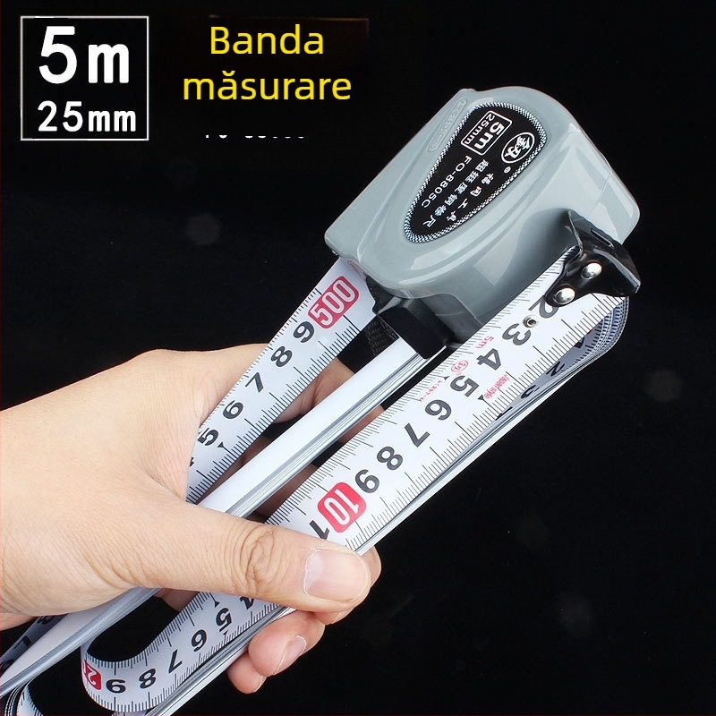 Bandă metrică din oțel, 5 m lungime, lățime bandă 23 mm, carcasă ABS, precizie generală
