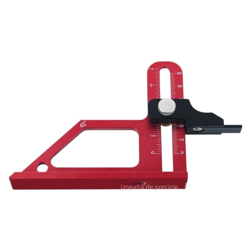 Măsurător de înălțime reglabil din aliaj de aluminiu pentru tâmplărie, dispozitiv multifuncțional pentru masă de ferăstrău și freză, marca Ruyi, model Reglare înălțime