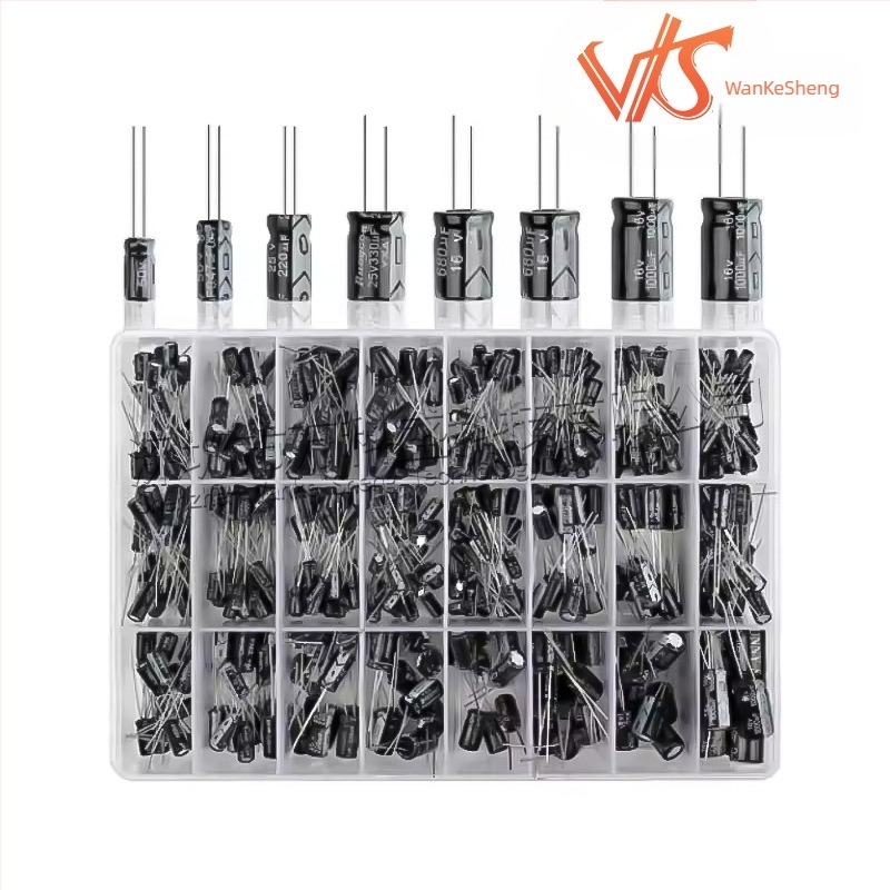 Kit cu cutie de clasificare pentru condensatori electroliți, 500 buc, 24 specificații, interval 0,1–1000 µF
