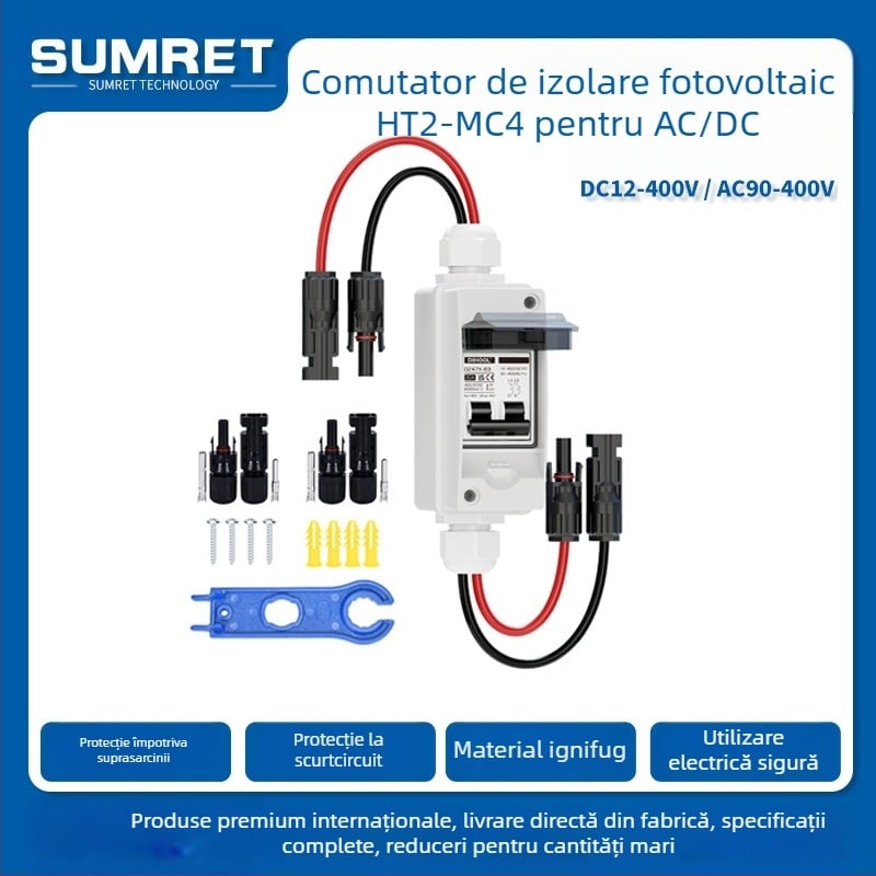 Comutator izolație DC fotovoltaic, exterior impermeabil, seria HT2-MC4, 50-440V DC, joasă tensiune, întrerupător miniatural