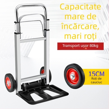 Cărucior pliabil pentru bagaje, din aluminiu ușor, capacitate de încărcare 90 kg, greutate 5 kg, portabil