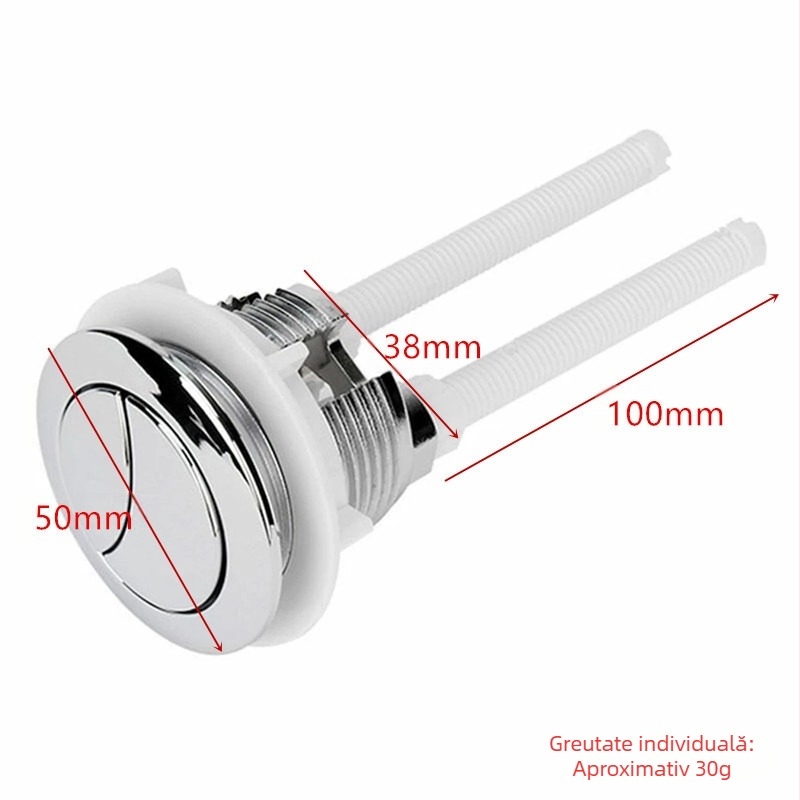 Buton pentru rezervorul de apă al toaletei – buton dublu cu tijă circulară, ABS material, mecanism de spălare, turnare prin injecție, stil modern minimalist