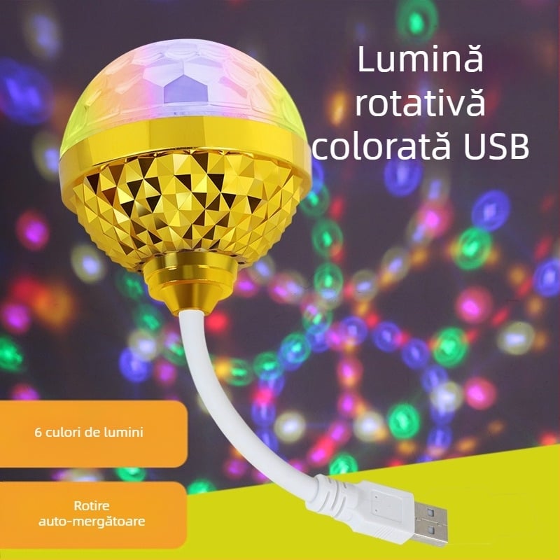 Holy Crossing XY-USB-02 Lumină LED disco pentru mașină, USB 5V, rotativă, IP20