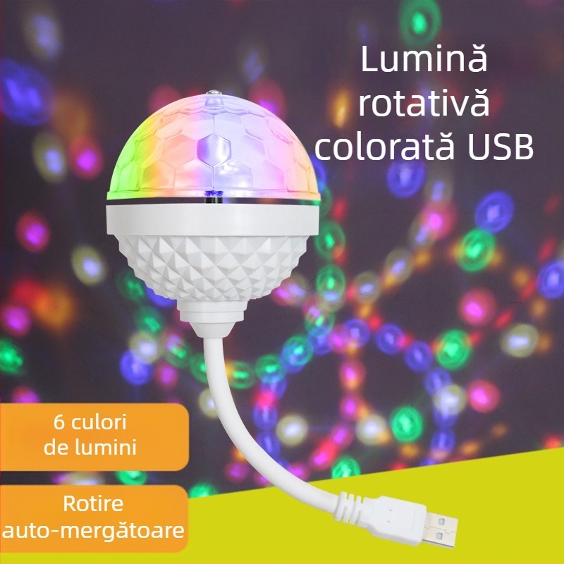 Holy Crossing XY-USB-02 Lumină LED disco pentru mașină, USB 5V, rotativă, IP20