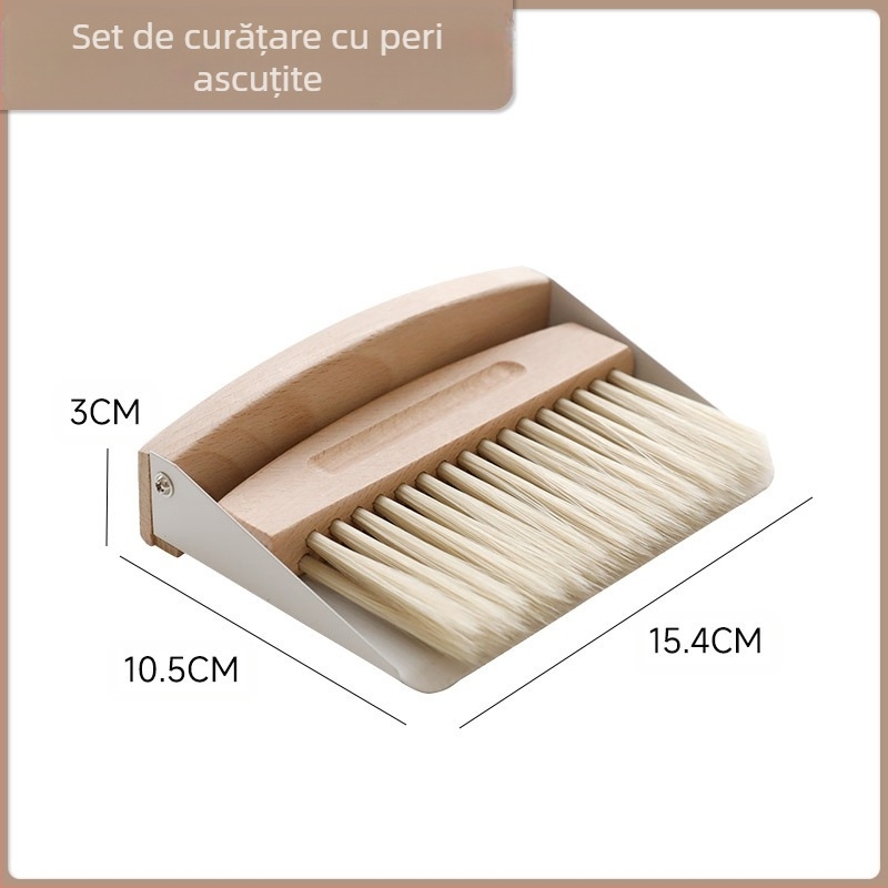 Set mini de mătură și lingură pentru praf, din oțel inoxidabil, lansat în 2018, ambalaj 1 bucată.